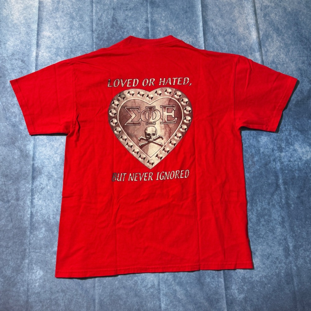 Y2K Vintage 2003 Sigma Phi Epsilon University Nevada Skull Fraternity Tee L